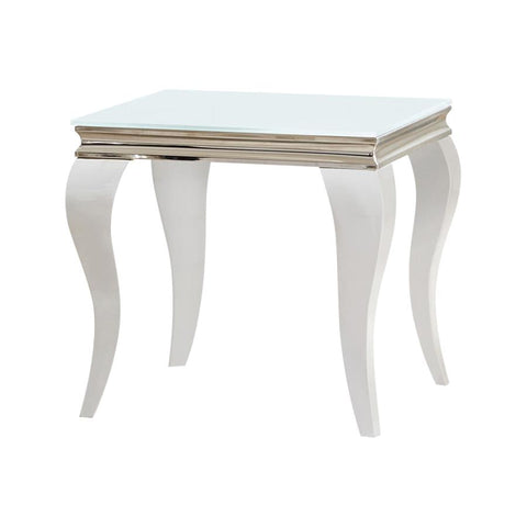 Coaster Luna Square End Table White and Chrome Model 707767