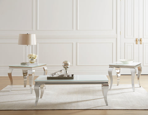 Coaster Luna Rectangle Coffee Table White and Chrome Model 707768