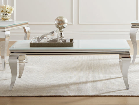 Coaster Luna Rectangle Coffee Table White and Chrome Model 707768