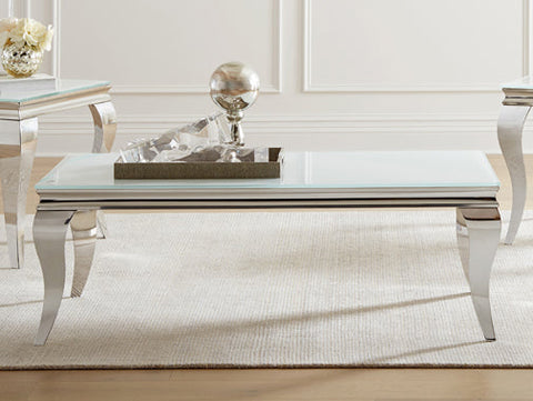 Coaster Luna Rectangle Coffee Table White and Chrome Model 707768