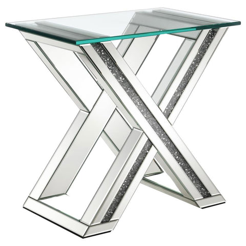 Coaster Bonnie X-base Rectangle Glass Top End Table Mirror Model 707787