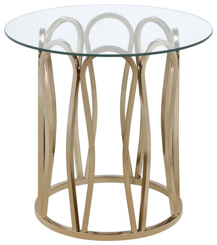 Coaster Monett Round End Table Chocolate Chrome and Clear Model 708057