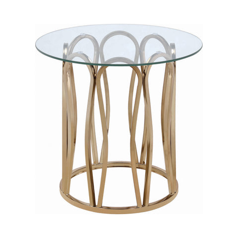 Coaster Monett Round End Table Chocolate Chrome and Clear Model 708057