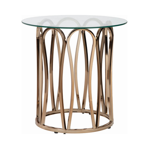 Coaster Monett Round End Table Chocolate Chrome and Clear Model 708057