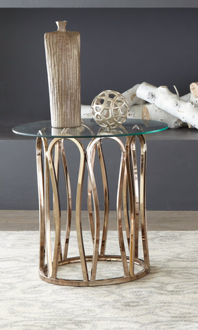 Coaster Monett Round End Table Chocolate Chrome and Clear Model 708057