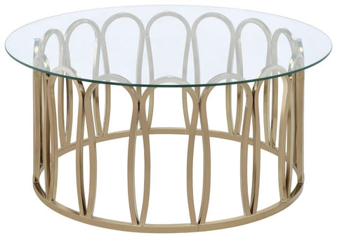 Coaster Monett Round Coffee Table Chocolate Chrome and Clear Model 708058