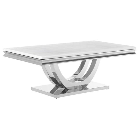 Coaster Adabella U-base Rectangle Coffee Table White and Chrome Model 708538