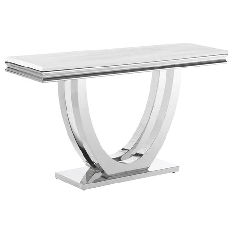 Coaster Adabella U-base Rectangle Sofa Table White and Chrome Model 708539