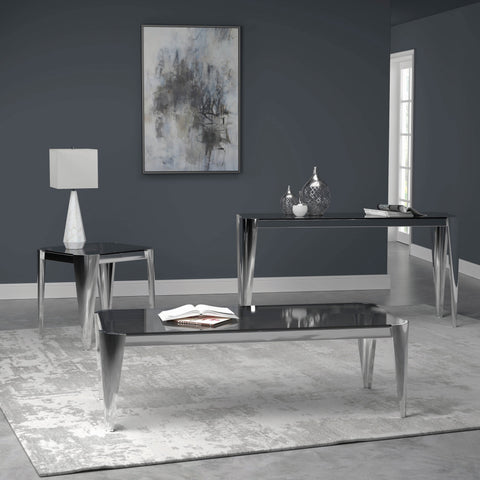 Coaster Square Glass Top End Table Silver and Grey Model 709647