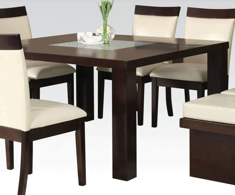 Keelin Espresso & Crackle Glass Dining Table Model 71035_KIT By ACME Furniture