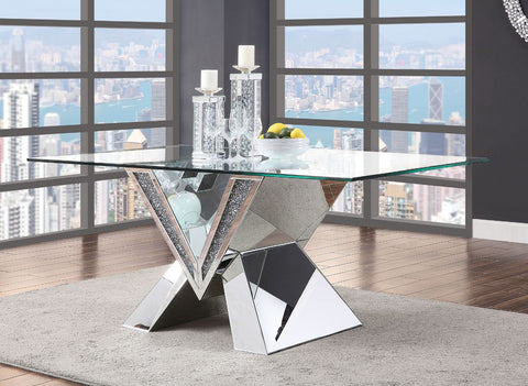 Noralie Mirrored, Faux Diamonds & Clear Glass Dining Table Model 71280 By ACME Furniture