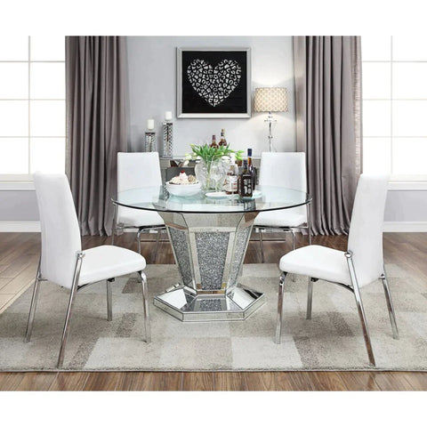 Noralie Mirrored, Faux Diamonds & Clear Glass Dining Table Model 71285 By ACME Furniture