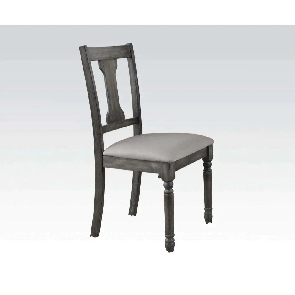 Wallace Tan Linen & Weathered Gray Side Chair Model 71437 By ACME Furniture