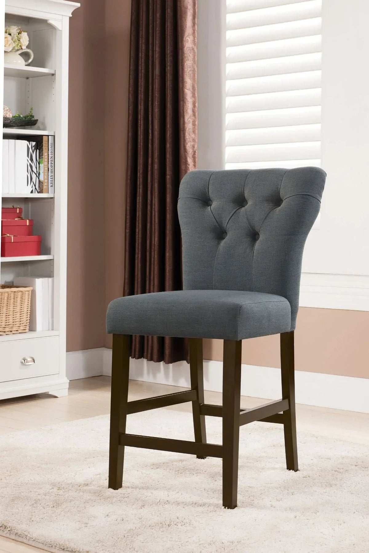 Effie Gray Linen & Walnut Counter Height Chair Model 71528 By ACME Furniture