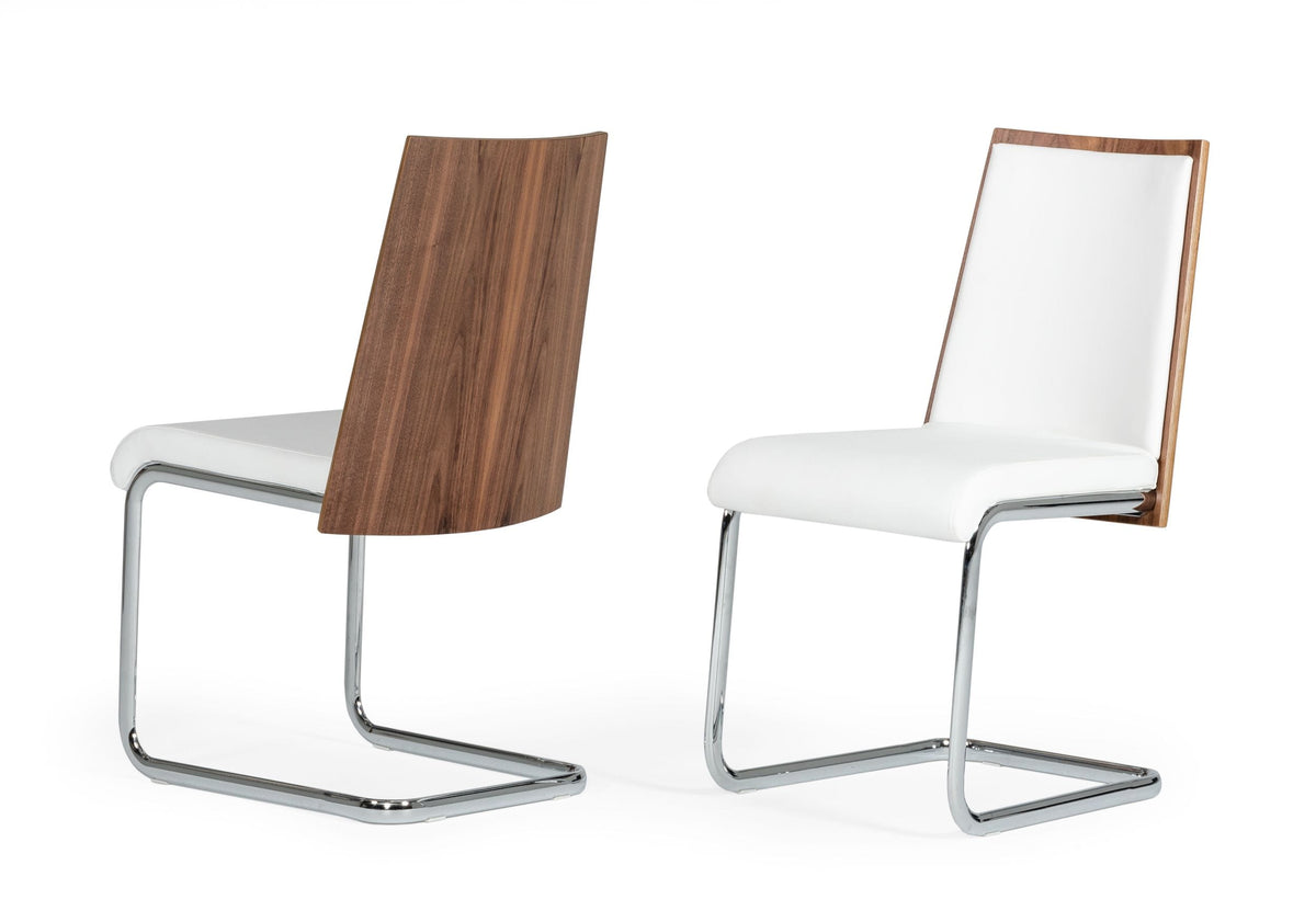 Morgan Modern White & Walnut Dining Chair (Set of 2) By VIG Furniture