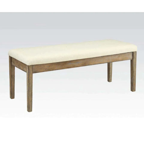 Claudia Beige Linen & Salvage Brown Bench Model 71718 By ACME Furniture