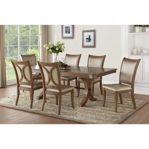 Harald Beige PU & Gray Oak Side Chair Model 71767 By ACME Furniture