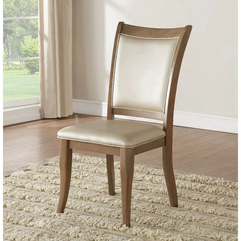 Harald Beige PU & Gray Oak Side Chair Model 71767 By ACME Furniture