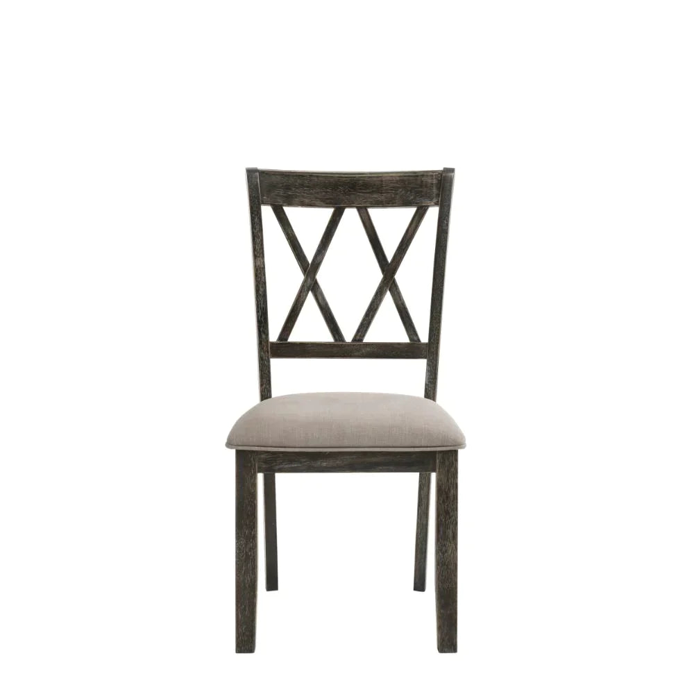 Claudia II Fabric & Weathered Gray Side Chair Model 71882 By ACME Furniture
