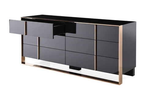 Nova Domus Cartier Modern Black & Rosegold Dresser