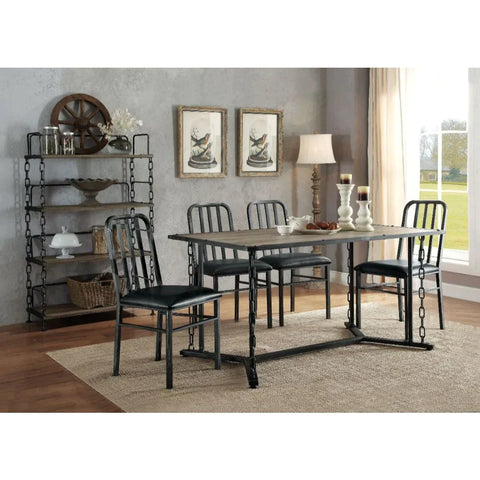 Jodie Rustic Oak & Antique Black Dining Table Model 71995 By ACME Furniture