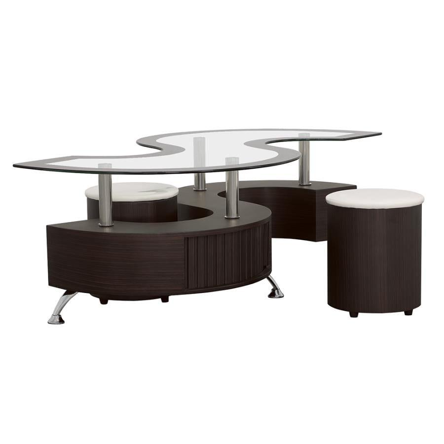 Coaster Buckley 3-piece Coffee Table and Stools Set Cappuccino Model 720218
