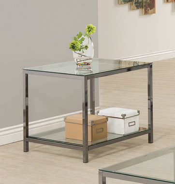 Coaster Trini End Table with Glass Shelf Black Nickel Model 720227