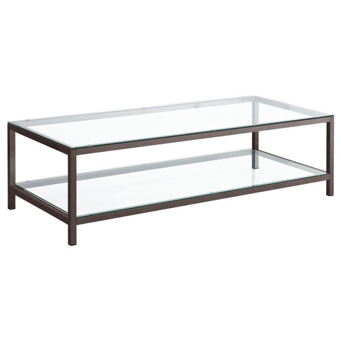 Coaster Trini Coffee Table with Glass Shelf Black Nickel Model 720228