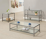 Coaster Trini Coffee Table with Glass Shelf Black Nickel Model 720228