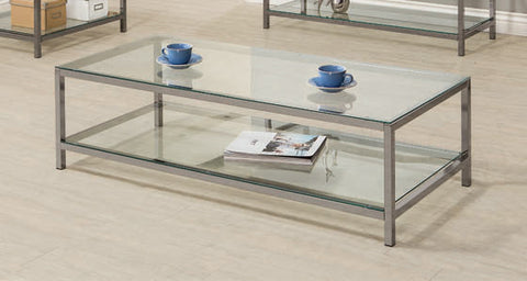 Coaster Trini Coffee Table with Glass Shelf Black Nickel Model 720228
