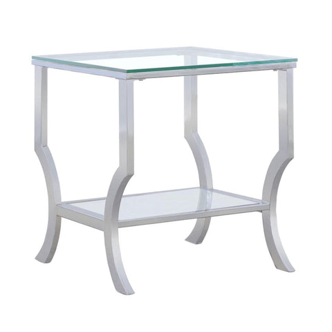 Coaster Saide Square End Table with Mirrored Shelf Chrome Model 720337