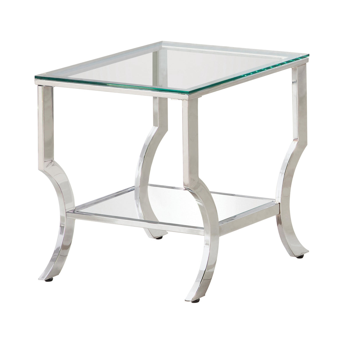 Coaster Saide Square End Table with Mirrored Shelf Chrome Model 720337