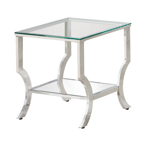 Coaster Saide Square End Table with Mirrored Shelf Chrome Model 720337