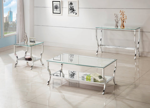 Coaster Saide Square End Table with Mirrored Shelf Chrome Model 720337