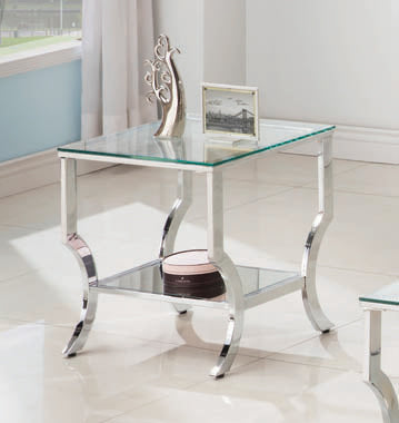 Coaster Saide Square End Table with Mirrored Shelf Chrome Model 720337