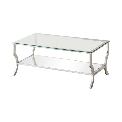 Coaster Saide Rectangular Coffee Table with Mirrored Shelf Chrome Model 720338