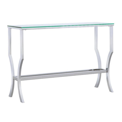 Coaster Saide Rectangular Sofa Table with Mirrored Shelf Chrome Model 720339