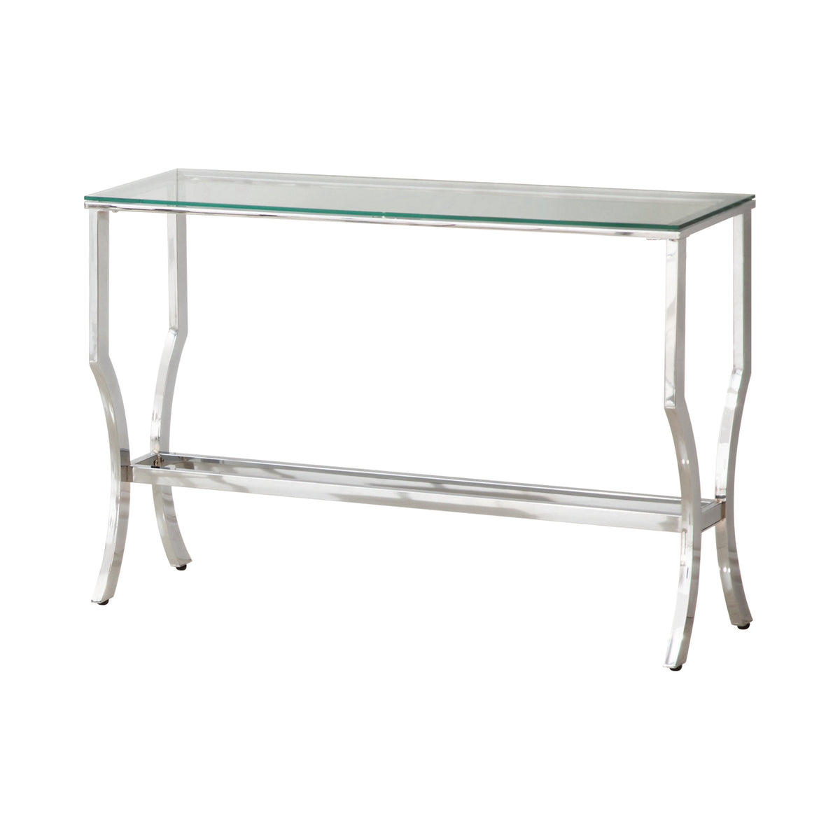 Coaster Saide Rectangular Sofa Table with Mirrored Shelf Chrome Model 720339