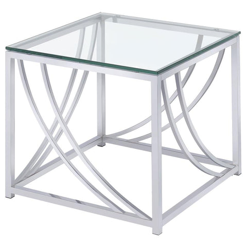 Coaster Lille Glass Top Square End Table Accents Chrome Model 720497