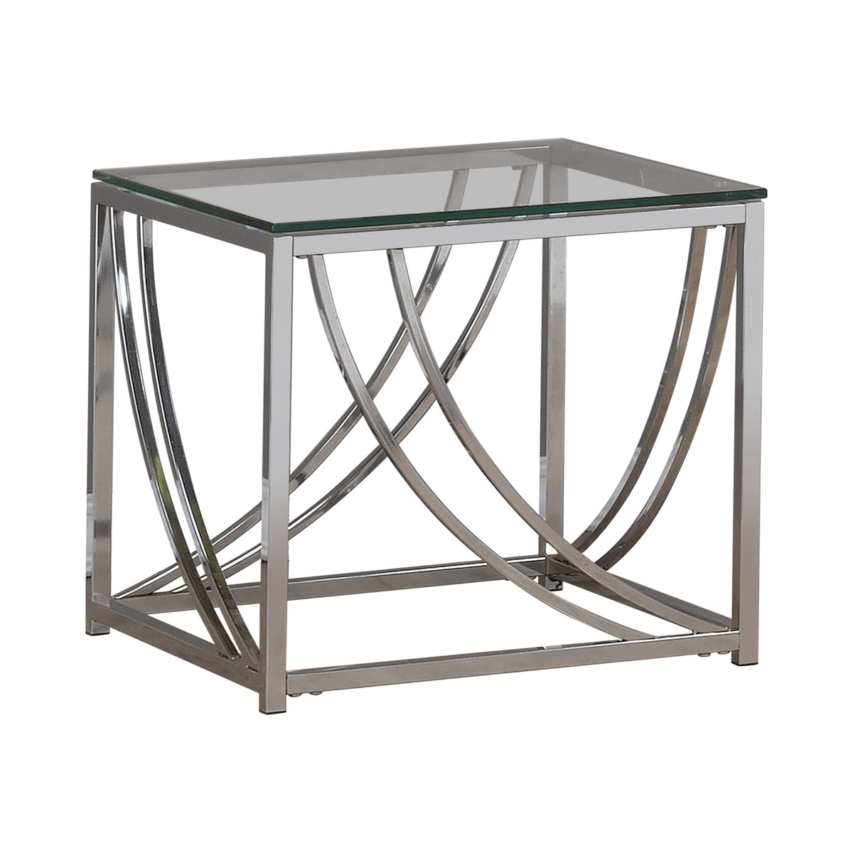 Coaster Lille Glass Top Square End Table Accents Chrome Model 720497