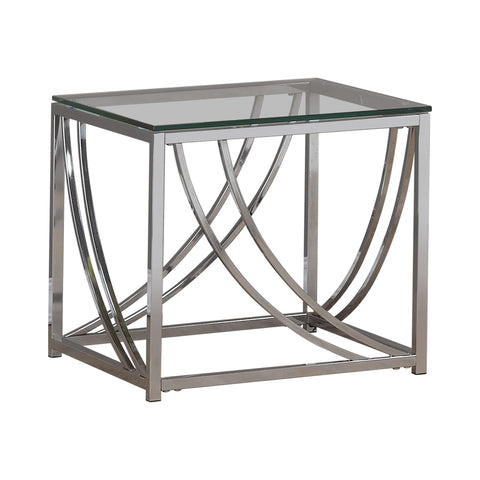 Coaster Lille Glass Top Square End Table Accents Chrome Model 720497