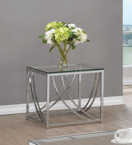 Coaster Lille Glass Top Square End Table Accents Chrome Model 720497