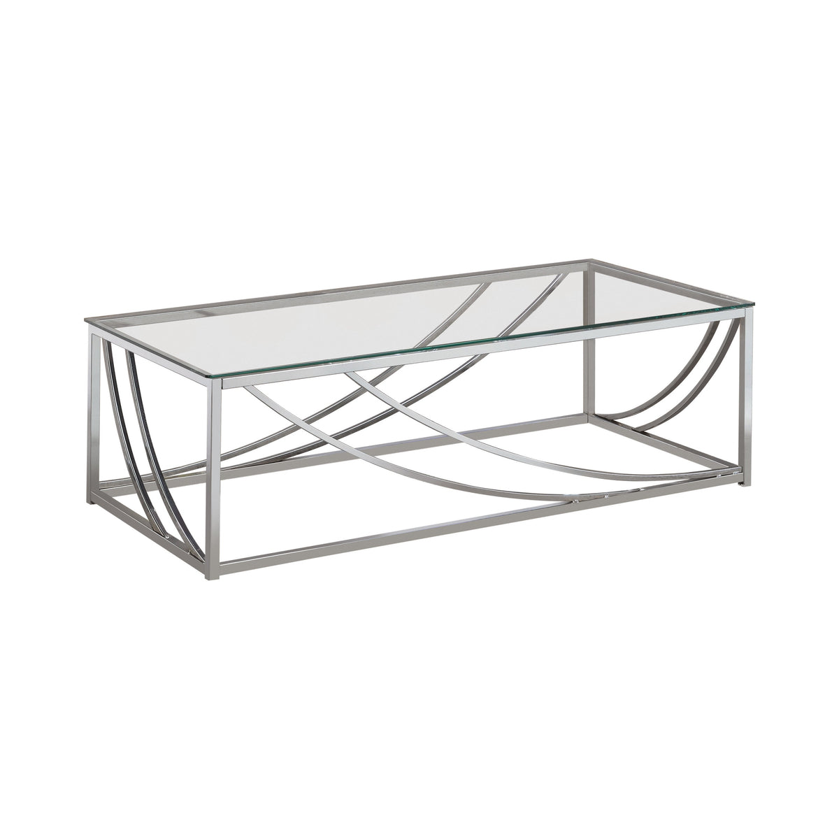 Coaster Lille Glass Top Rectangular Coffee Table Accents Chrome Model 720498