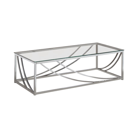 Coaster Lille Glass Top Rectangular Coffee Table Accents Chrome Model 720498