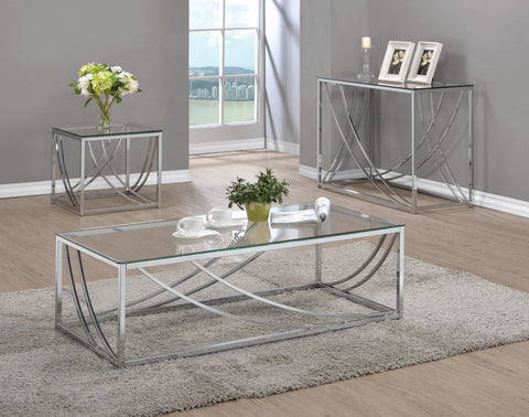 Coaster Lille Glass Top Rectangular Coffee Table Accents Chrome Model 720498