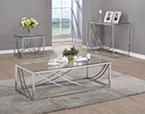 Coaster Lille Glass Top Rectangular Coffee Table Accents Chrome Model 720498