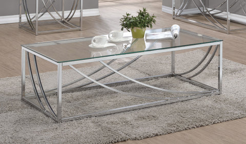 Coaster Lille Glass Top Rectangular Coffee Table Accents Chrome Model 720498