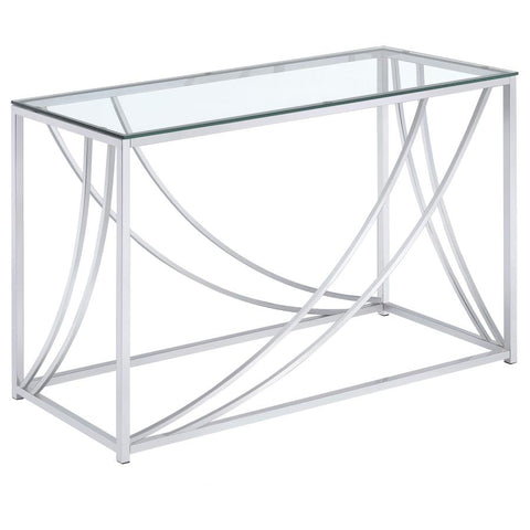 Coaster Lille Glass Top Rectangular Sofa Table Accents Chrome Model 720499