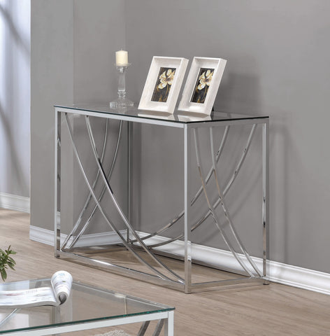 Coaster Lille Glass Top Rectangular Sofa Table Accents Chrome Model 720499