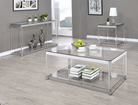 Coaster Anne End Table with Lower Shelf Chrome and Clear Model 720747